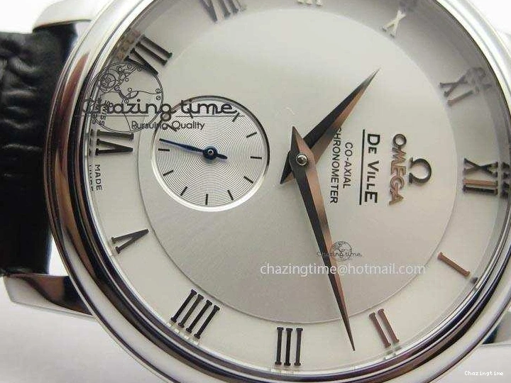 0404 Flexible De Ville MK 1:1 Best Edition SS White Dial On Black Leather Asian Seagull T1701 (Sec@6) 8244